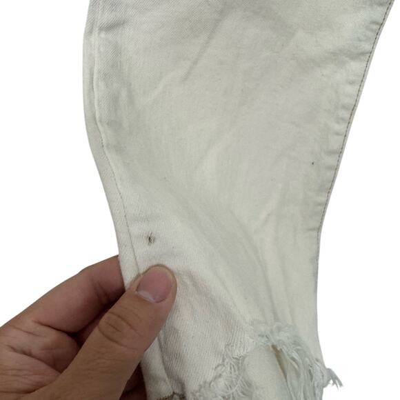 FRAME Le Crop Mini Boot Cream Denim Jeans Frayed Distressed Hem Womens 26 - Picture 5 of 10